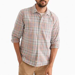 MARINE LAYER NWT Lightweight Plaid Corduroy Shirt Button Front Pastel Men Medium
